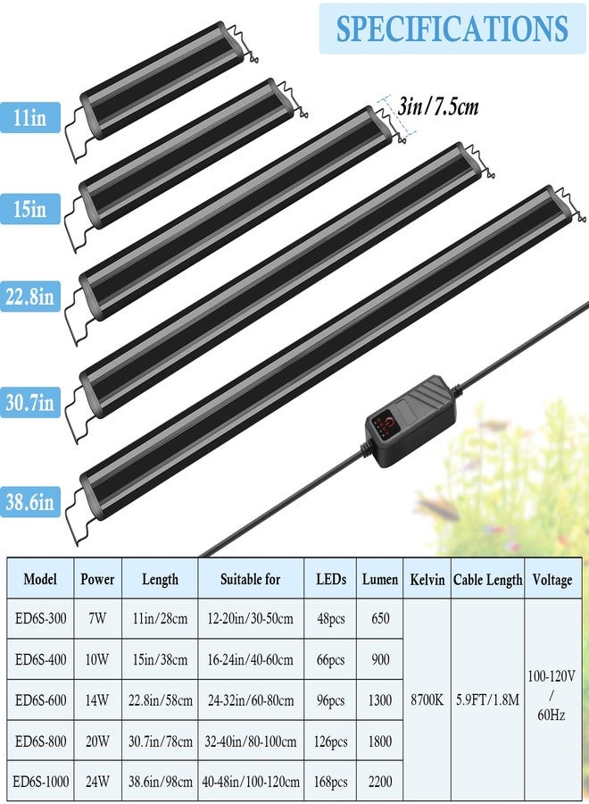 FEDOUR Aquarium LED Light, Full Spectrum Aquarium Plant Light with Timer, Extendable Metal Brackets, for Fish and Plant Tank (16-24 inch) - Image 2
